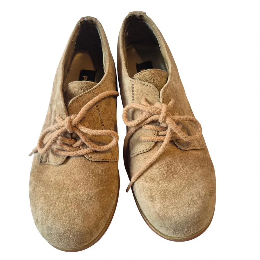 Hush Puppies Boys Suede Oxford Shoes Beige Lace Up Casual Dress Shoes‎ Size 13.5